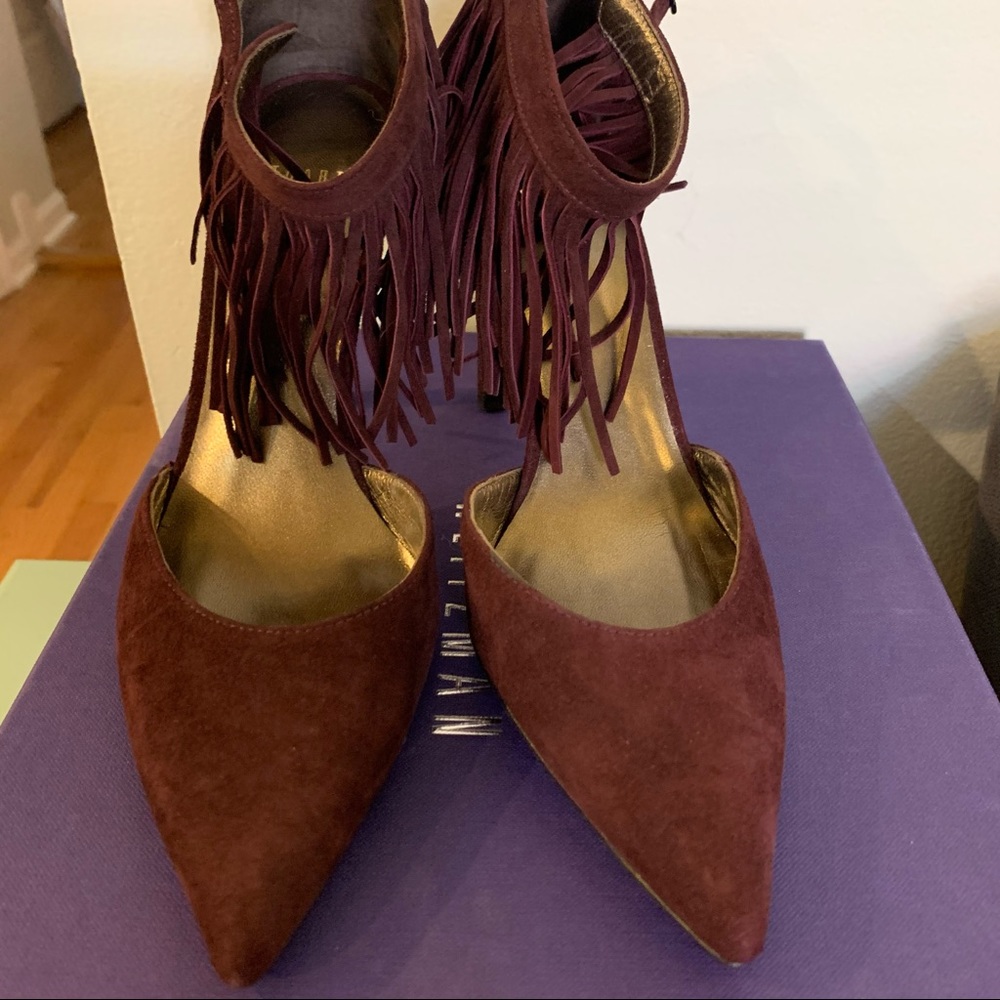 NEW Stuart Weitzman Fringelica Suede Pumps - Picture 6 of 13